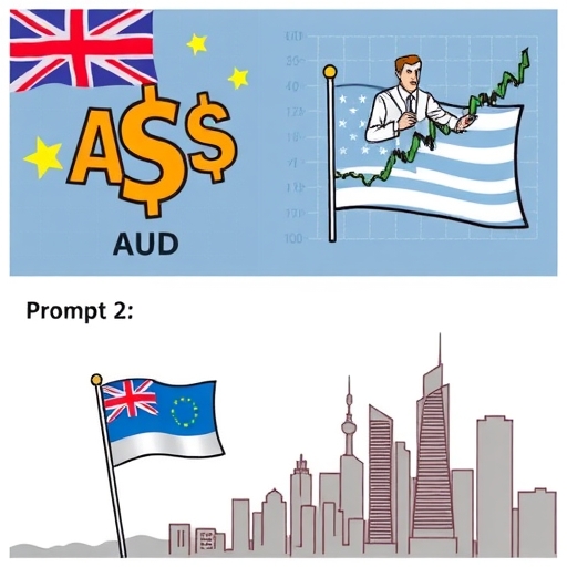 สัญลักษณ์สกุลเงิน AUD และ USD กับกราฟทางการเงิน
