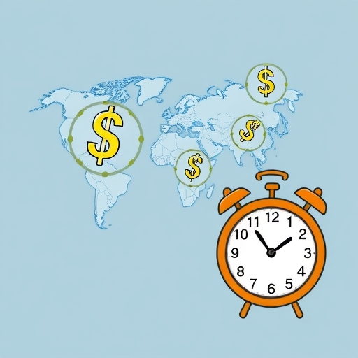 แผนที่เขตเวลา EST พร้อมสัญลักษณ์ทางการเงิน