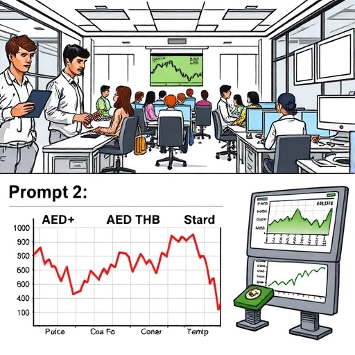 ตลาดการเงินที่มีผู้ซื้อขายกำลังวิเคราะห์อัตราแลกเปลี่ยน AED