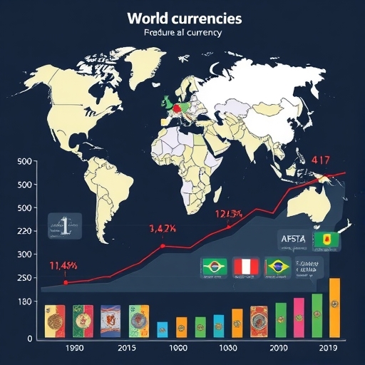 ภาพแสดงสกุลเงินทั่วโลกและมูลค่าของพวกเขา