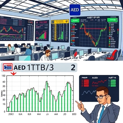 กราฟแสดงความผันผวนของ AED เทียบกับ THB ในสำนักงานที่ทันสมัย