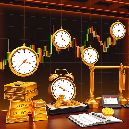 กราฟการซื้อขายทองคำที่มีนาฬิกา