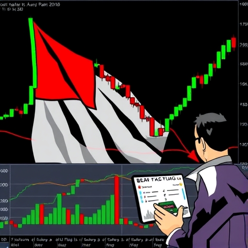 กราฟแสดงรูปแบบธงหมีบนแผนภูมิการเทรด