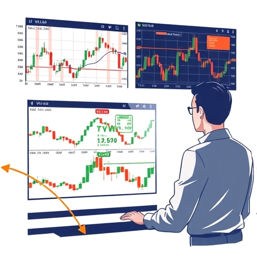 กราฟการเทรดที่มีค่า VWAP แสดงอยู่