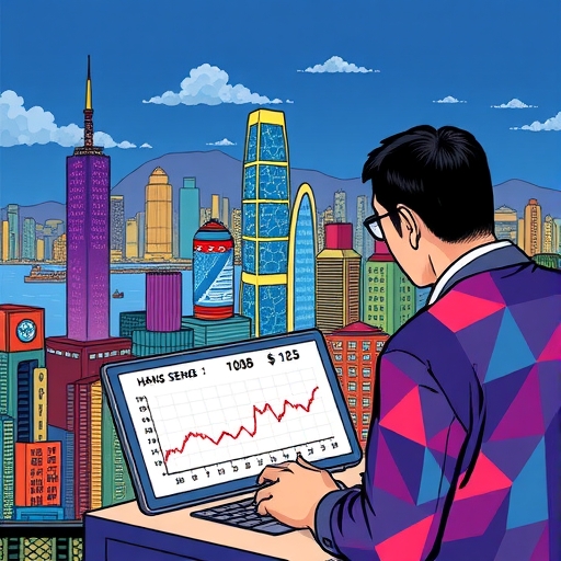 ดัชนีฮั่งเส็งในเมืองฮ่องกงที่มีความคึกคัก