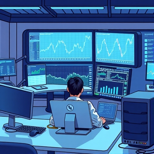 นักเทรดกำลังใช้เทคโนโลยี Forex VPS เพื่อวิเคราะห์ข้อมูลตลาดอย่างมั่นใจ