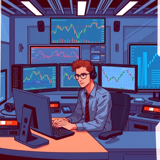 การตั้งค่าการเทรดในอนาคตที่มีหน้าจอหลายจอ แสดงข้อมูลการวิเคราะห์ Forex