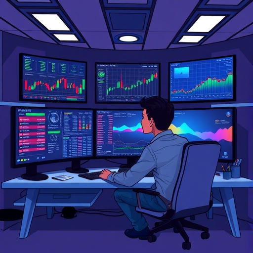 ภาพแสดงถึงการเชื่อมต่อที่มีความหน่วงต่ำในสภาพแวดล้อมการเทรด Forex