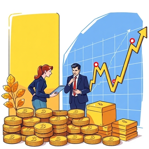 เหรียญทองคำสัญลักษณ์ของความมั่งคั่งและการลงทุน