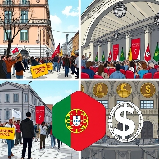ธงโปรตุเกสผสมกับสัญลักษณ์ทางการเงิน