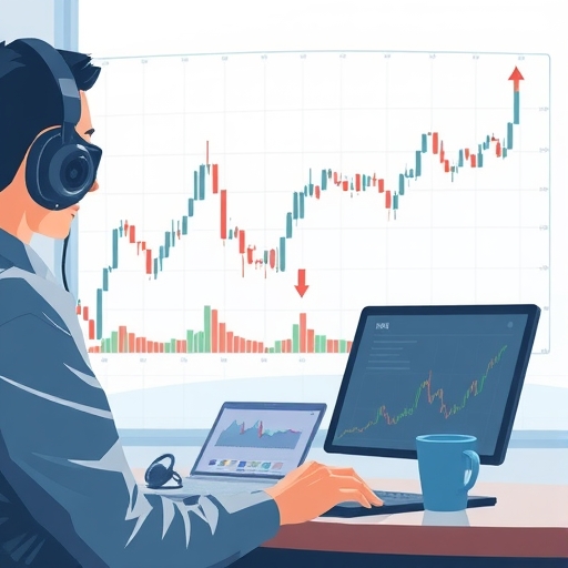 เทรดเดอร์กำลังวิเคราะห์แนวโน้มตลาด