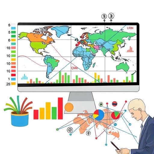 กราฟการวิเคราะห์ทางการเงินสีสันสดใสพร้อมสัญลักษณ์ของสกุลเงิน