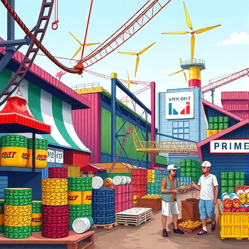 ภาพแสดงสินค้าโภคภัณฑ์ในตลาดที่มีความหลากหลาย