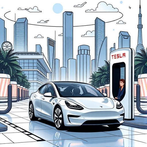 สถานีชาร์จรถยนต์ไฟฟ้าพร้อมแบรนด์ Tesla