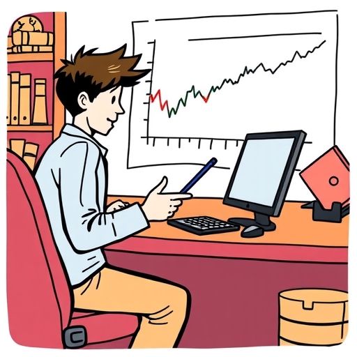 นักลงทุนหนุ่มกำลังเรียนรู้เกี่ยวกับหุ้น