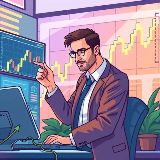 ภาพฉากการซื้อขายฟอเร็กซ์ที่มีชีวิตชีวา