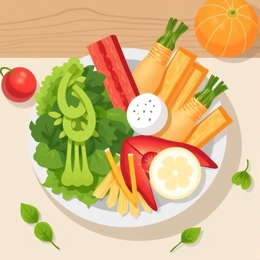 一頓包含新鮮食材的均衡餐點插圖