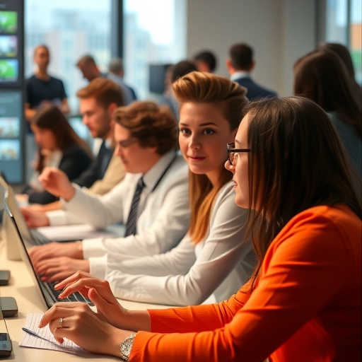 繁忙辦公室中專注工作的員工