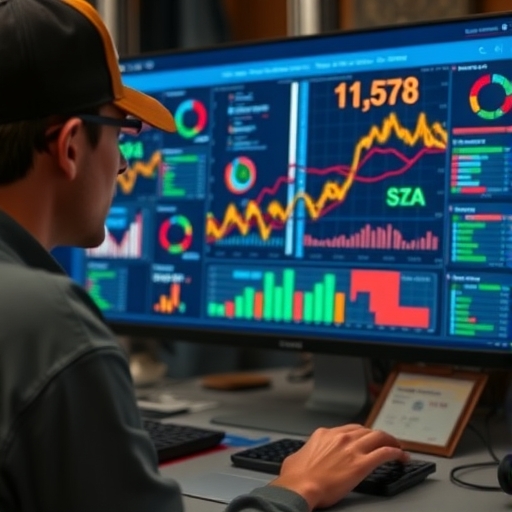 一位人士正在專注分析圖表數據。