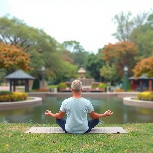 一位人士在寧靜公園中冥想