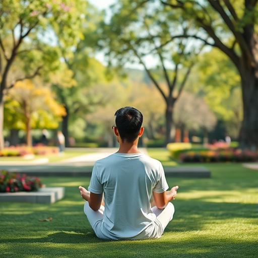 一位人士在寧靜公園中冥想