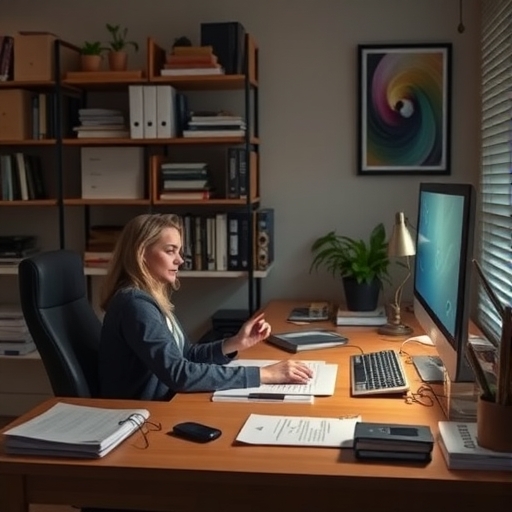 一個人正在整理辦公桌,專注於任務。