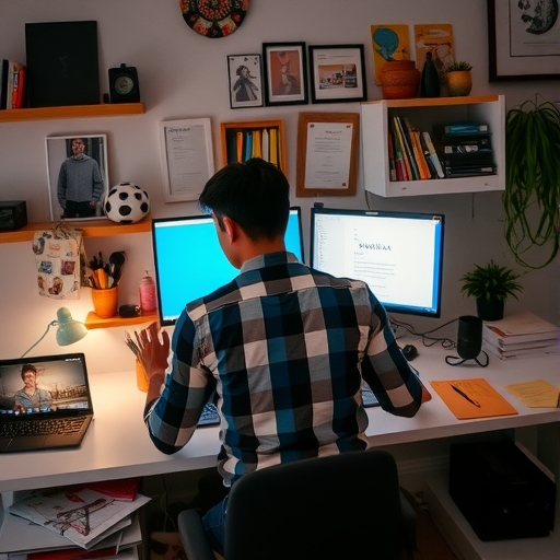 一個人正在整理他們的工作空間