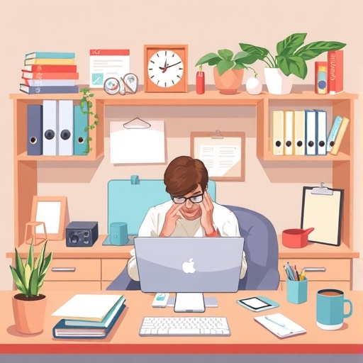 一人專注於整理工作空間，代表企業社會責任的系統性規劃與執行。