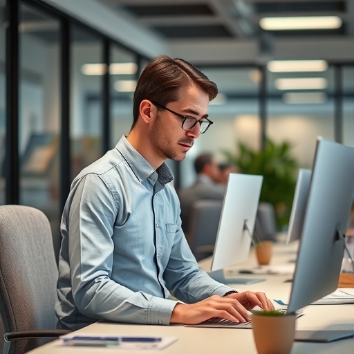 一位在辦公室高效工作的人