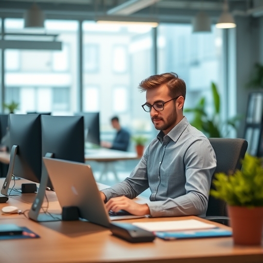 一位在辦公室高效工作的人