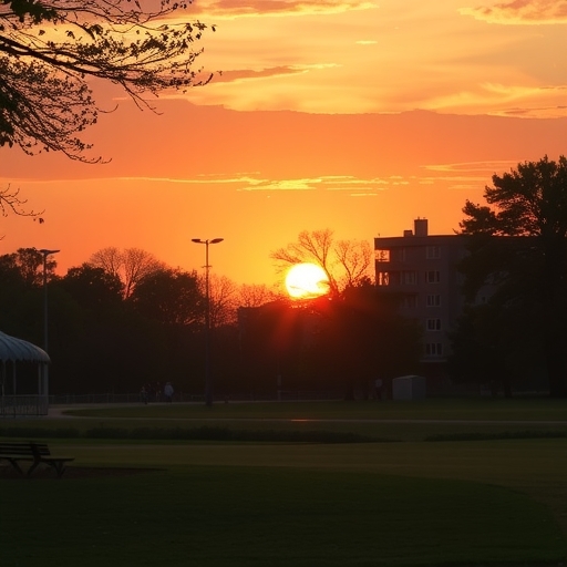 公園裡充滿活力的日出景色