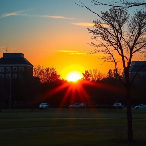 公園裡充滿活力的日出景色