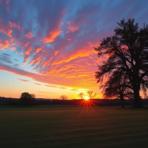 公園裡充滿活力的日出景色