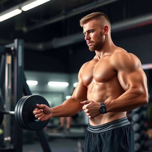 一位運動員在健身房訓練