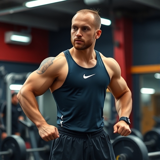 一位運動員在健身房訓練