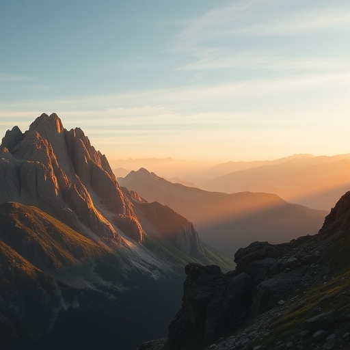高聳的山峰與雲霧