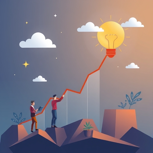 表現商業成長與創新的插畫