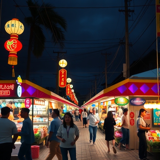 燈火通明的夜市顧客群