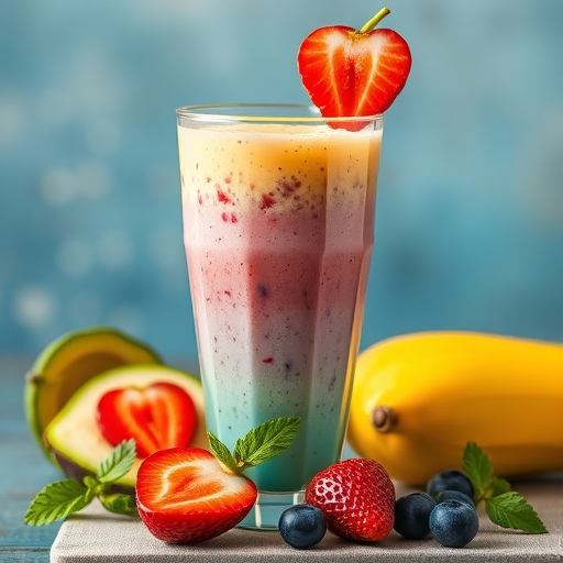 一杯冰涼可口的水果冰沙