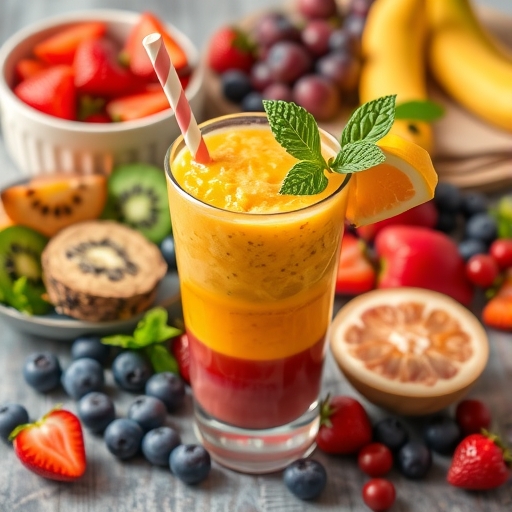 一杯新鮮水果製成的冰沙飲品