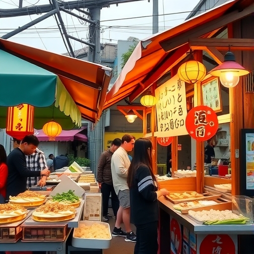 台灣色彩繽紛的街頭美食攤位