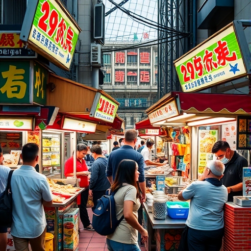 台灣色彩繽紛的街頭美食攤位