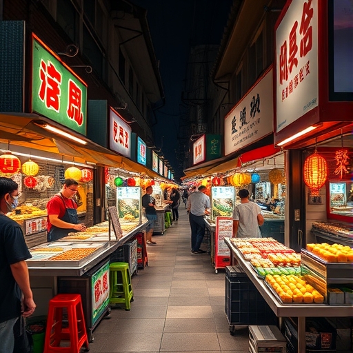 台灣色彩繽紛的街頭美食攤位