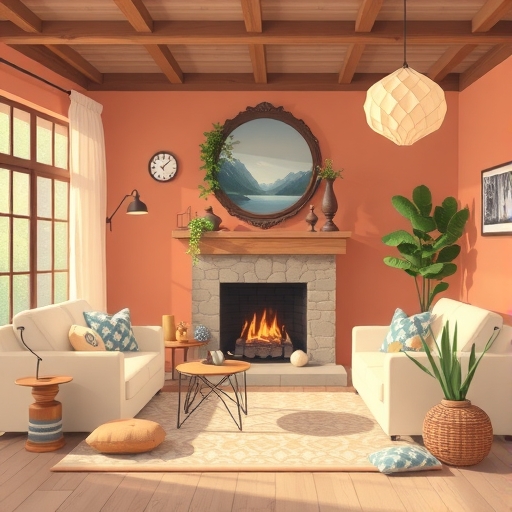 溫馨舒適的居家環境插圖,象徵經濟穩定與生活品質提升