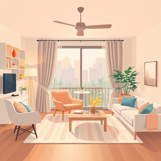 溫馨舒適的居家環境插圖,象徵經濟穩定與生活品質提升
