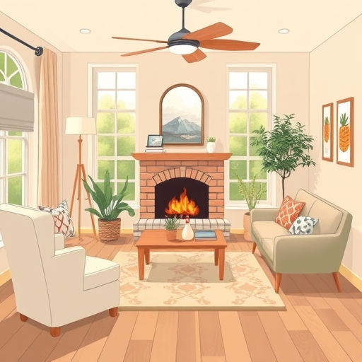 溫馨舒適的居家環境插圖,象徵經濟穩定與生活品質提升