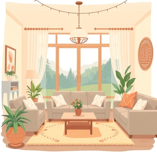 溫馨舒適的居家環境插圖,象徵經濟穩定與生活品質提升