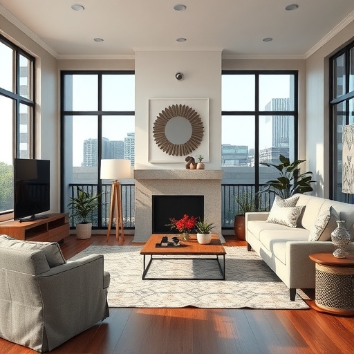 一個舒適現代的客廳內部