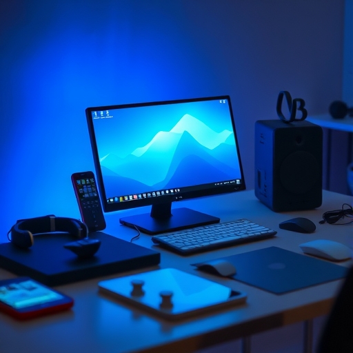 桌上擺放著數位裝置，可能用於加密貨幣交易