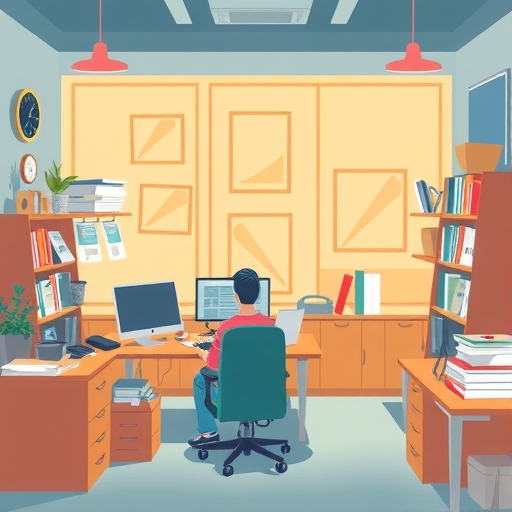 繁忙辦公室的插圖